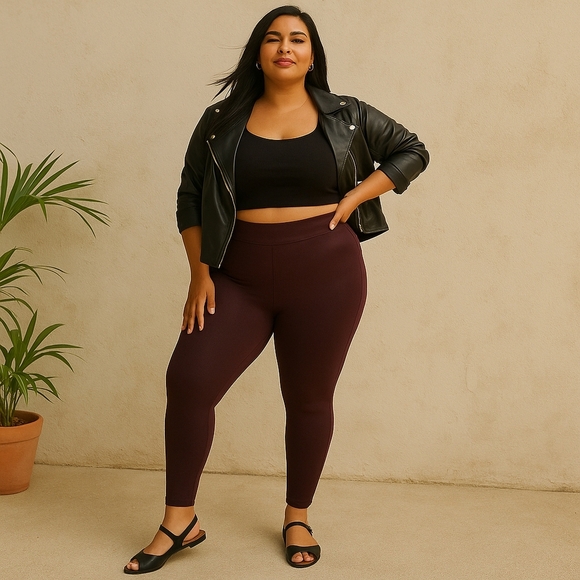 Torrid Full-Length Foil Print Legging - Burgundy - NWT - Size 4 - Picture 1 of 4